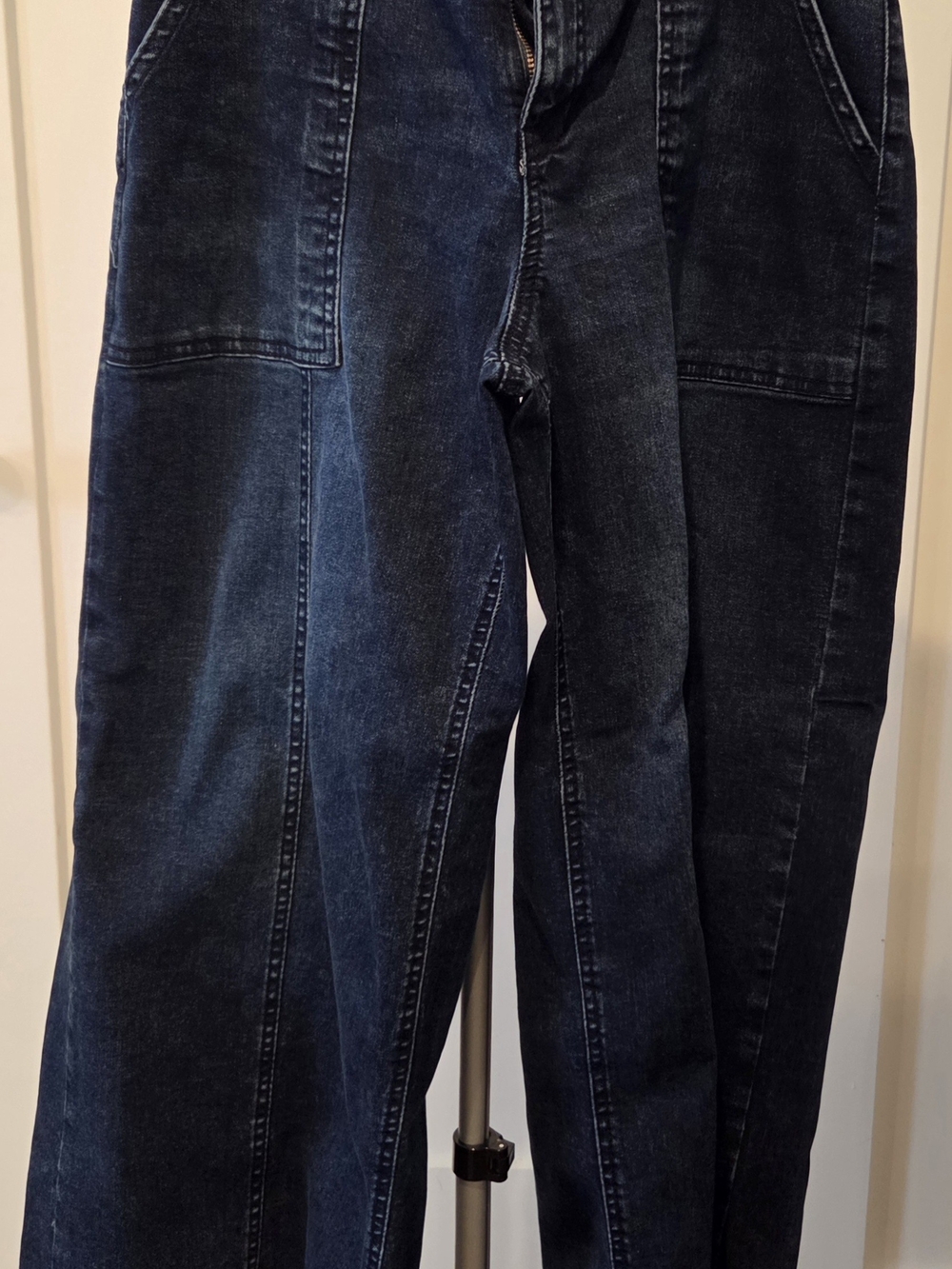 90. Women's Dark Blue Wide-Leg Jeans